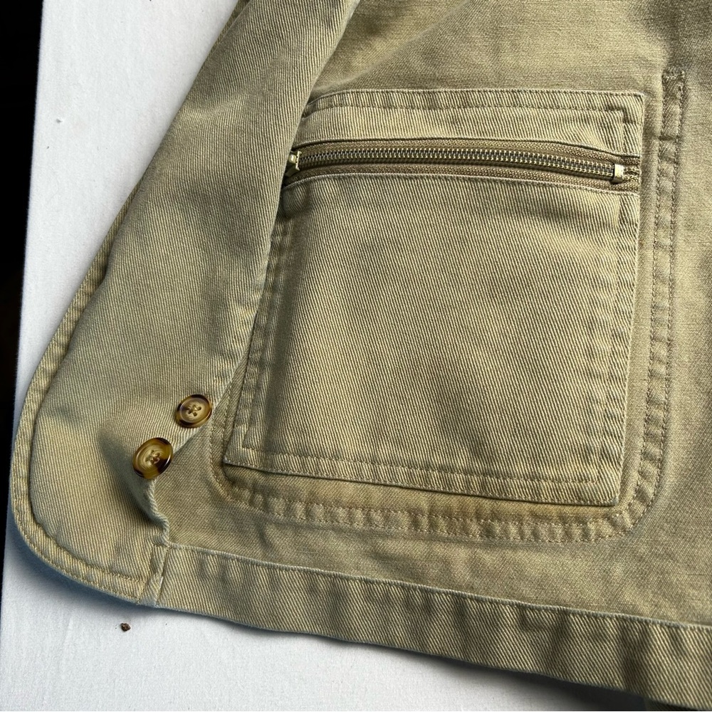 Men's Orvis fishing outdoor Beige Jacket with Brown Accents - Picture 10 of 15